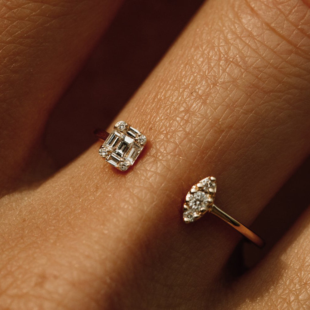 OBFJ2023 - 14K Gold Diamond Baguette Cuff Ring 4