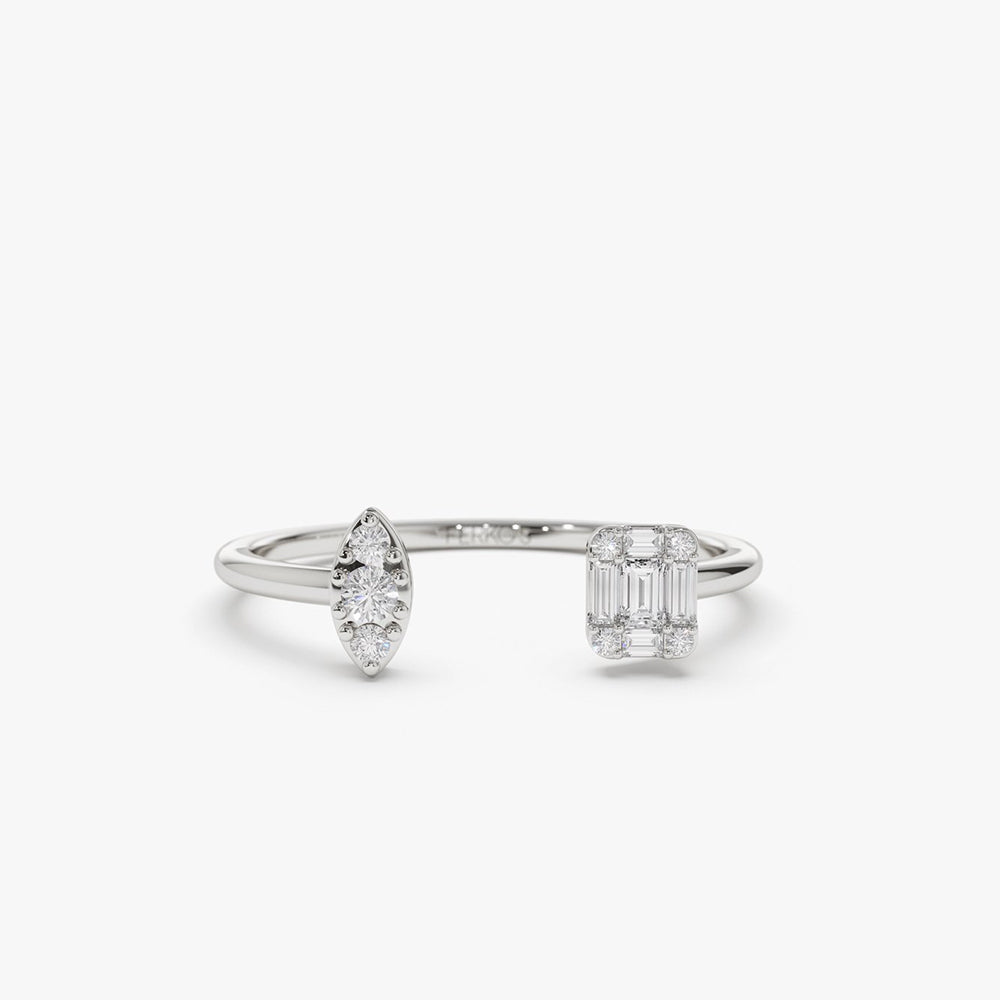 OBFJ2023 - 14K Gold Diamond Baguette Cuff Ring 8