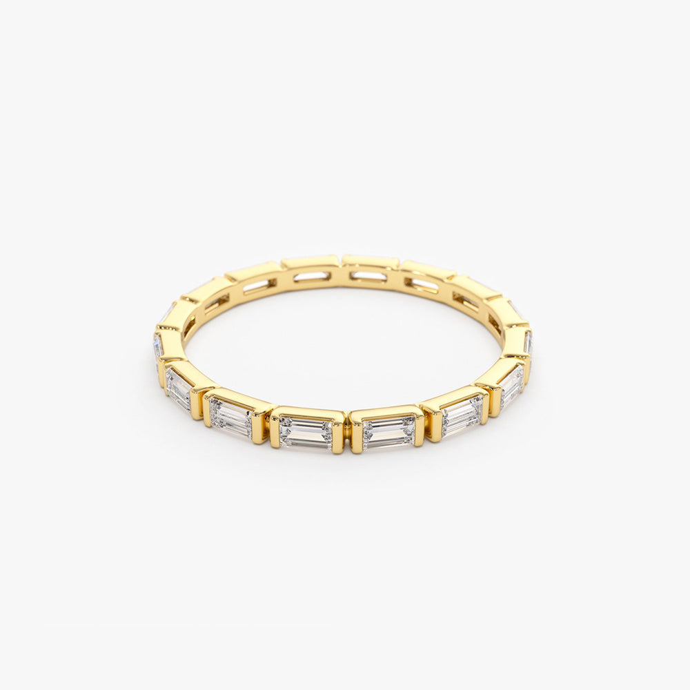 OBFJ1983 - 14k Bar Setting Baguette Diamond Eternity Ring 9