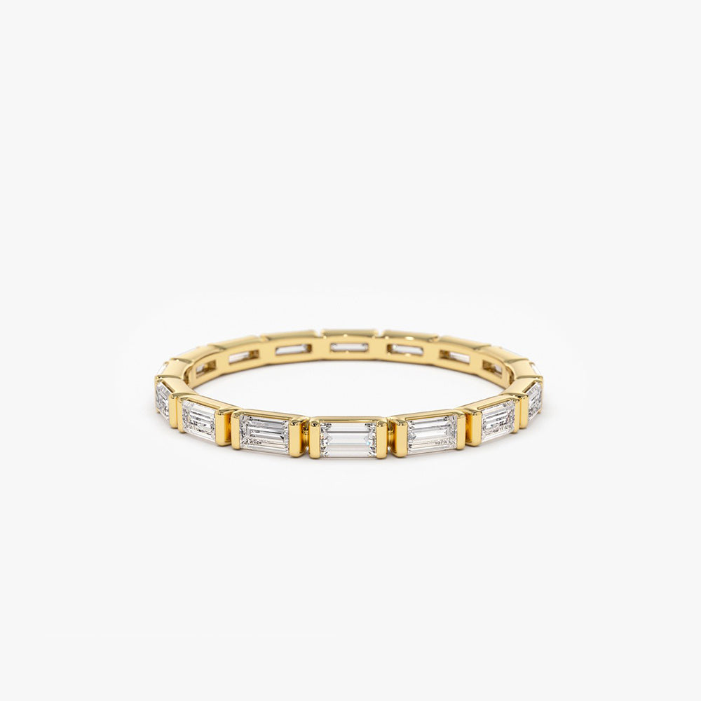 OBFJ1983 - 14k Bar Setting Baguette Diamond Eternity Ring 1