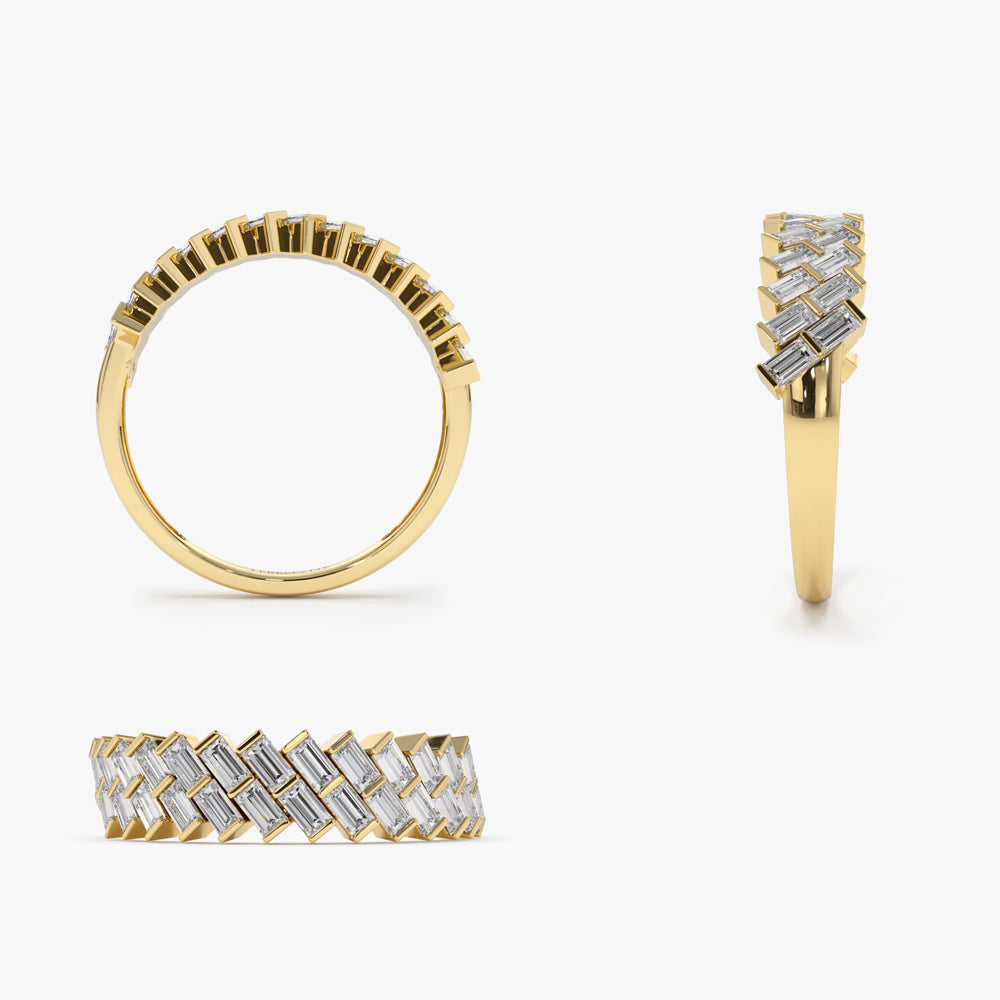 OBFJ1558 - 14k Double Row Diagonal Baguette Ring 8