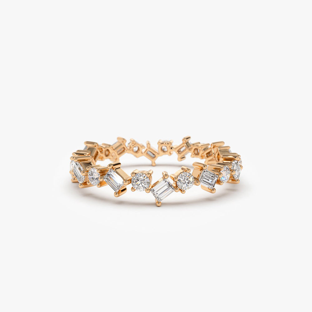 OBFJ1984 - 14k Baguette and Round Diamond Full Eternity Ring 4