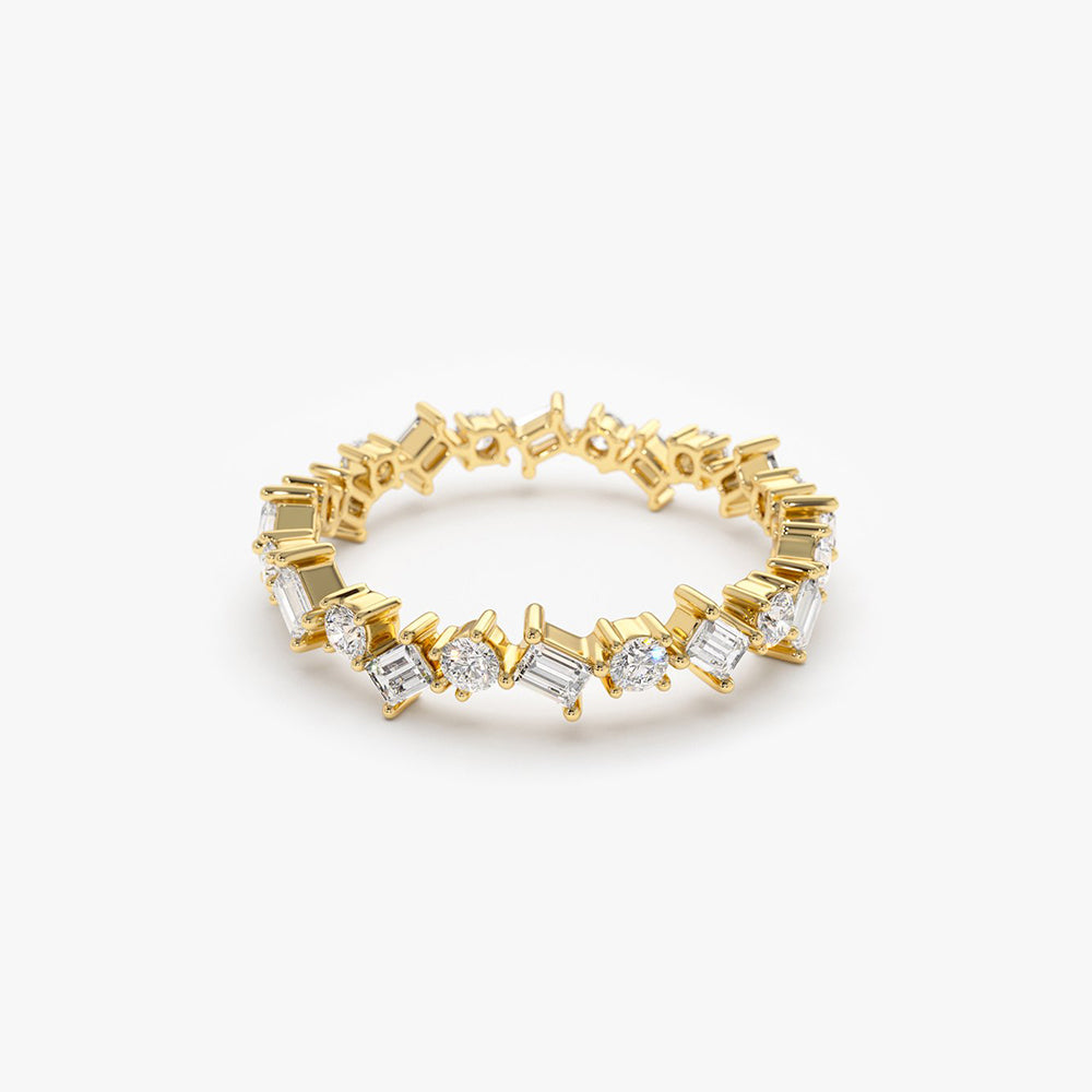 OBFJ1984 - 14k Baguette and Round Diamond Full Eternity Ring 5