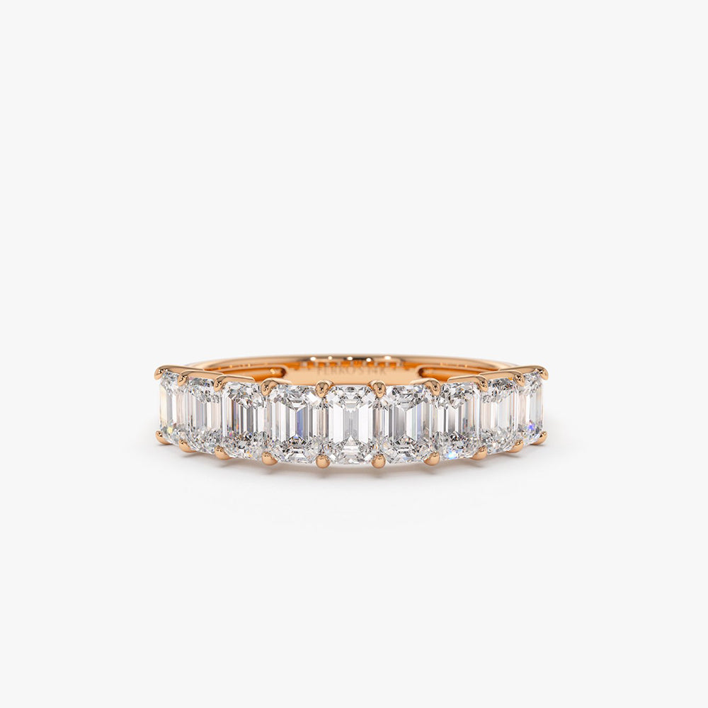 OBFJ0336 - 1.00 ctw 14k  Prong Setting Nine Stone Emerald Cut Lab Grown Diamond Wedding - Rubie 6