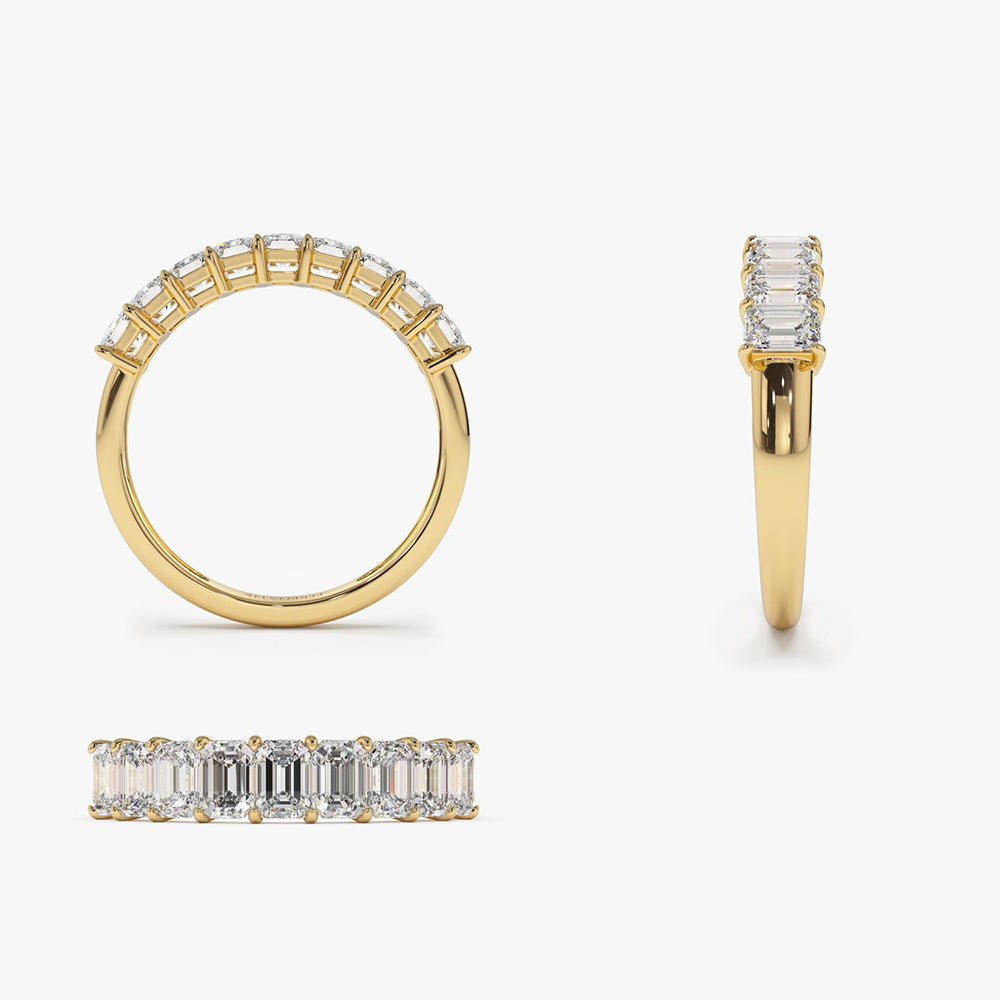 OBFJ1985 - 14k 1 Carat Emerald Cut Diamond Wedding Band 8