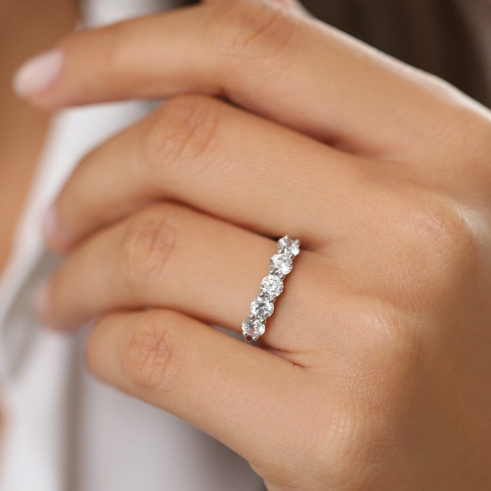 OBFJ1975 - 14k Five Stone 1ctw Wire Basket Diamond Ring 2