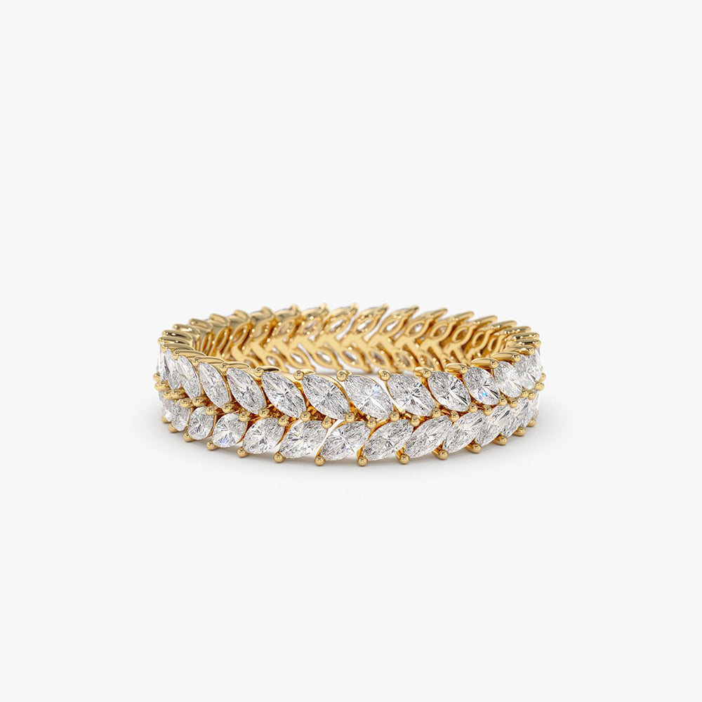 OBFJ2037 - 14k Gold Double Row Marquise Diamond Anniversary Ring 1