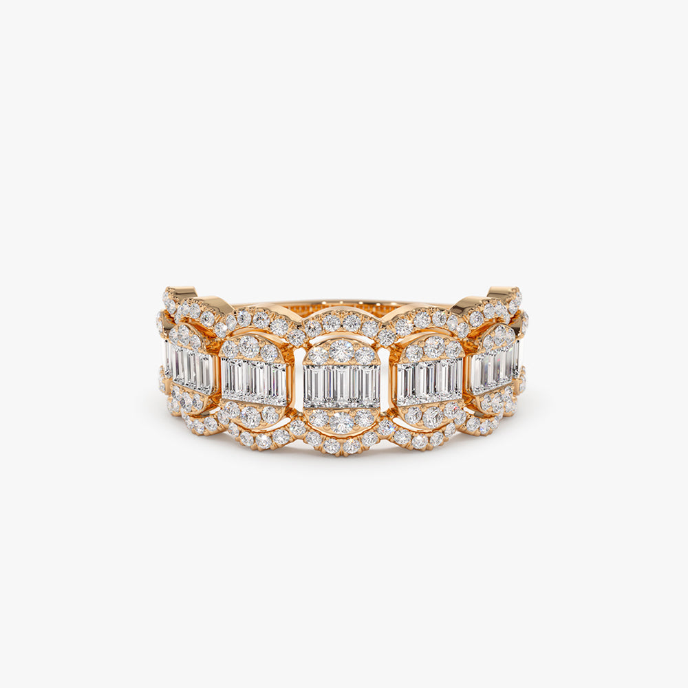 OBFJ2116 - 14k Baguette Diamond Ring in Halo Setting 5