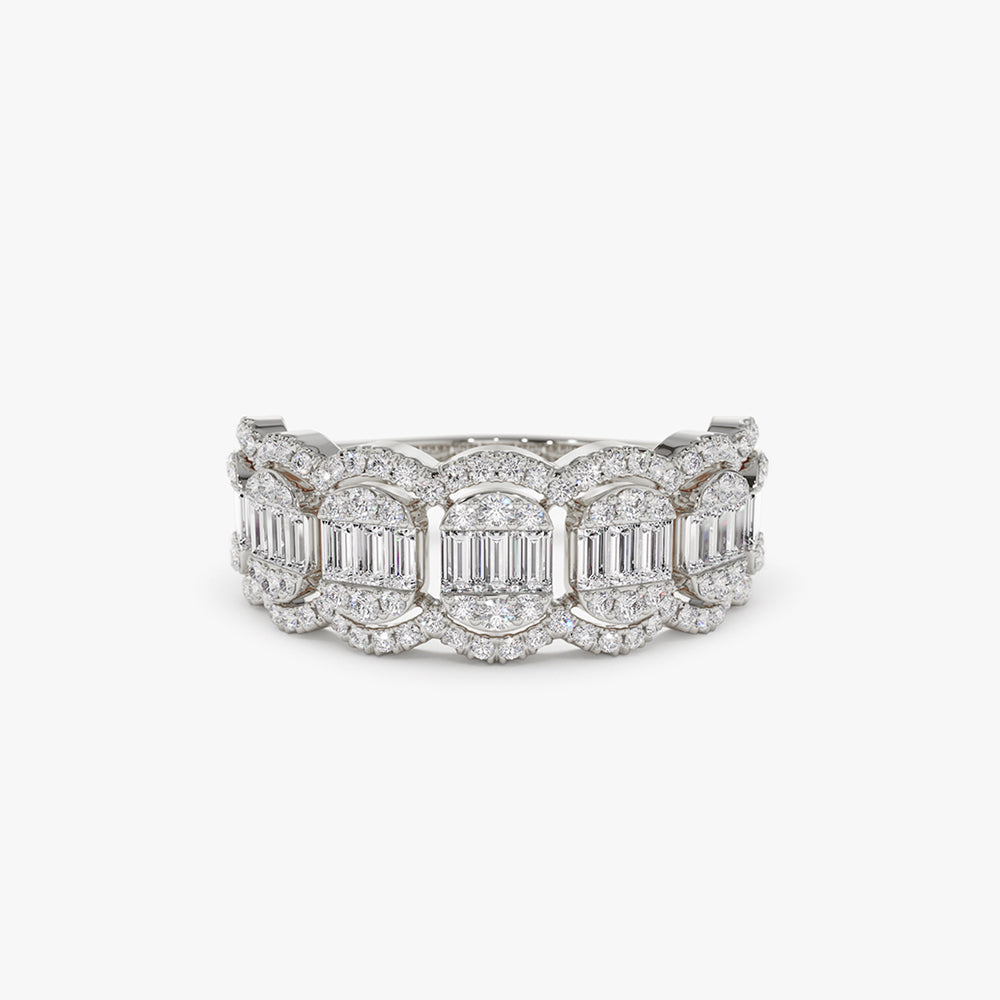 OBFJ2116 - 14k Baguette Diamond Ring in Halo Setting 6