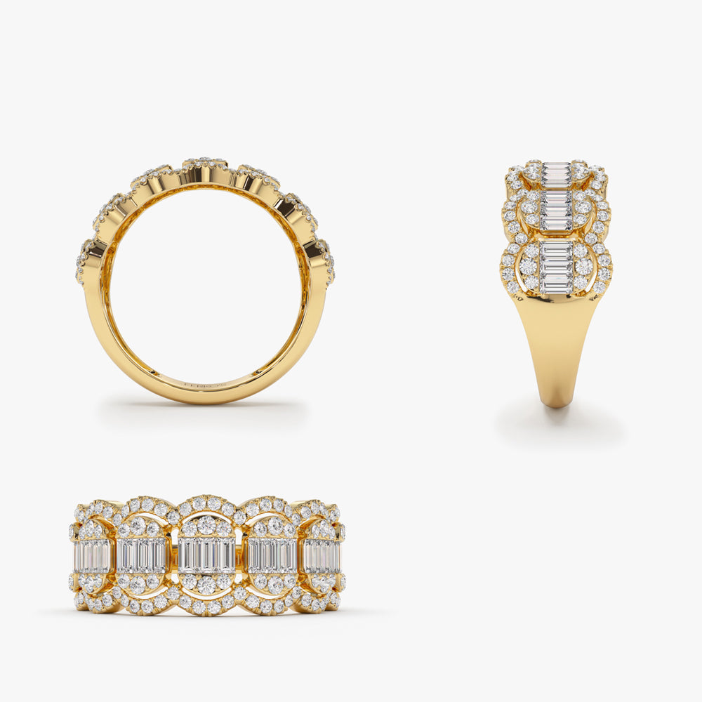 OBFJ2116 - 14k Baguette Diamond Ring in Halo Setting 8