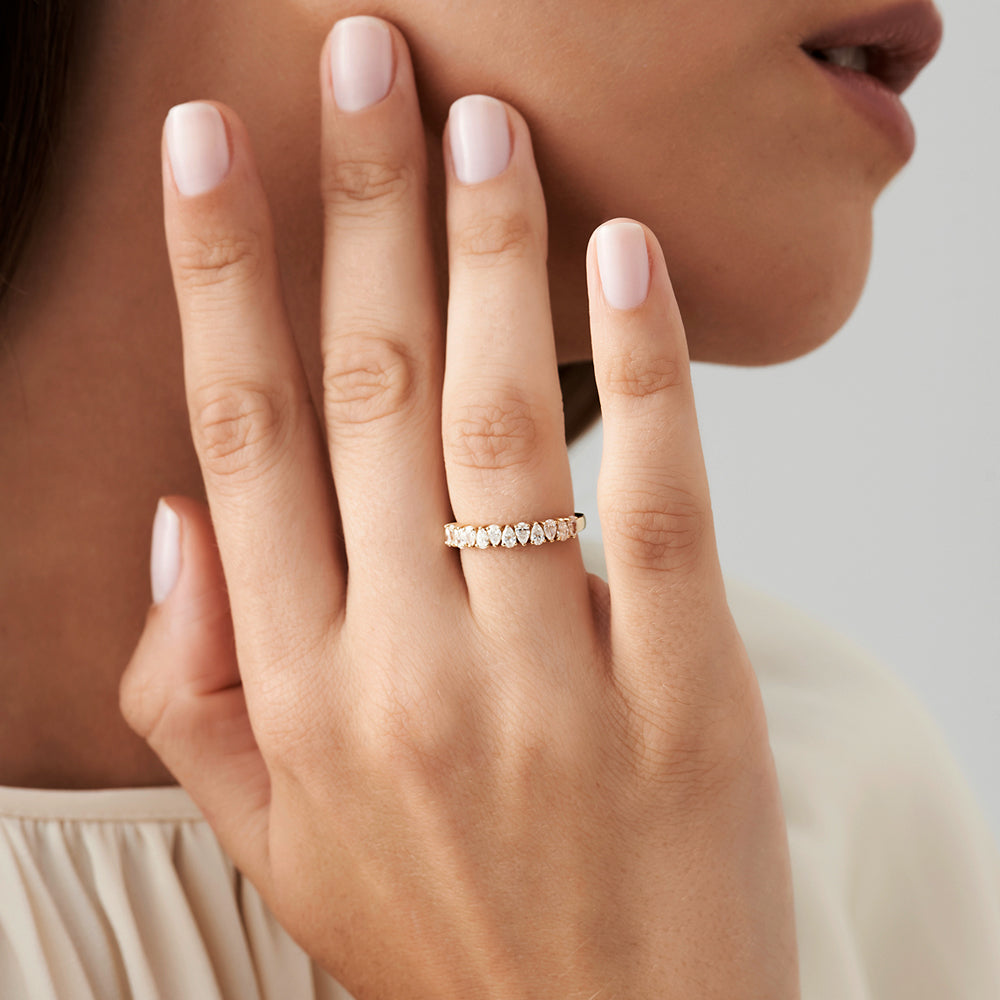 OBFJ2122 - 14k Pear Shape HalF Eternity Diamond Band 4