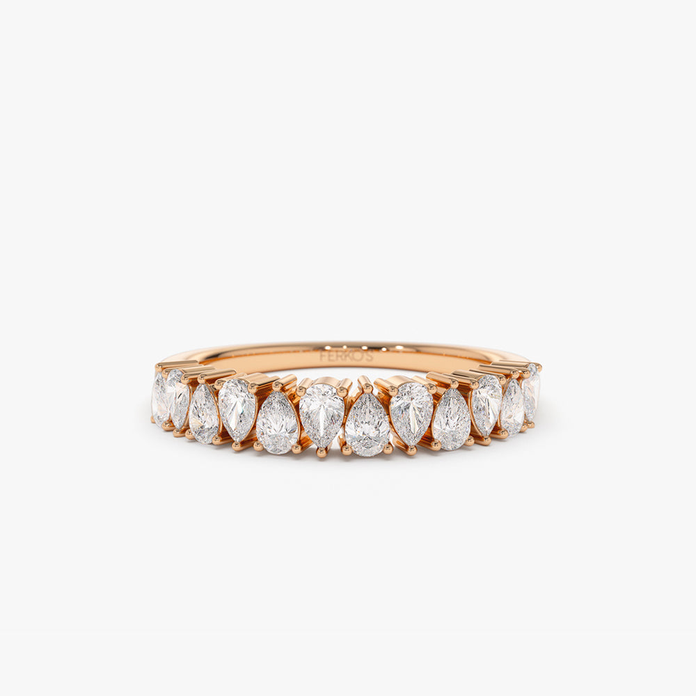 OBFJ2122 - 14k Pear Shape HalF Eternity Diamond Band 6