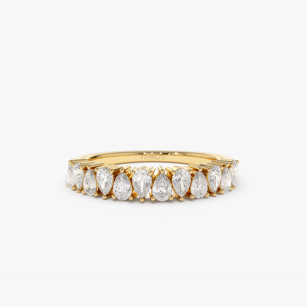OBFJ2122 - 14k Pear Shape HalF Eternity Diamond Band 1