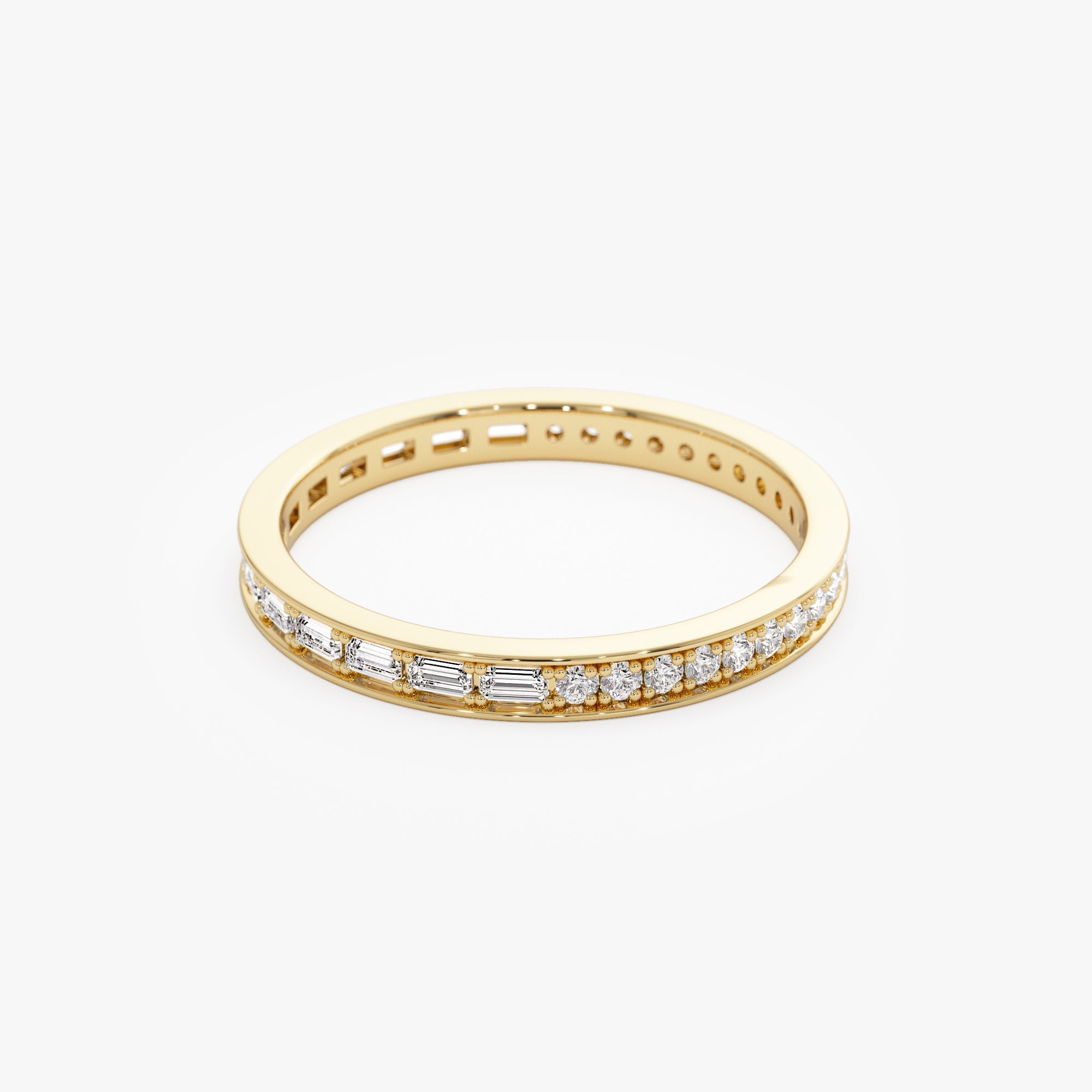 OBFJ0643 - 14k Half Baguette Half Round Diamond Eternity Band 8