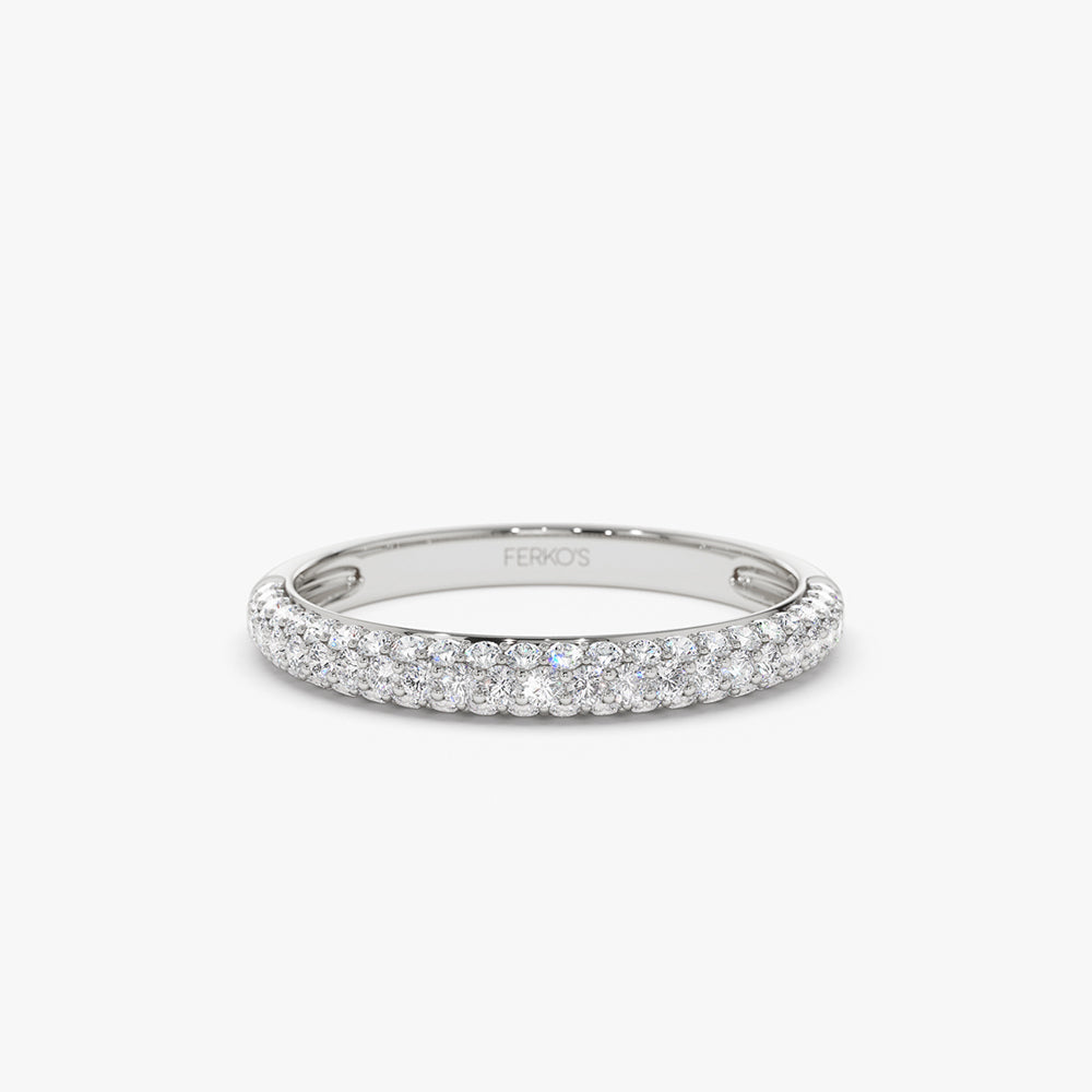 OBFJ2166 - 14k 3 Row Half Eternity Diamond Band 8
