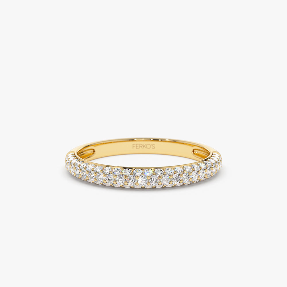 OBFJ2166 - 14k 3 Row Half Eternity Diamond Band 1
