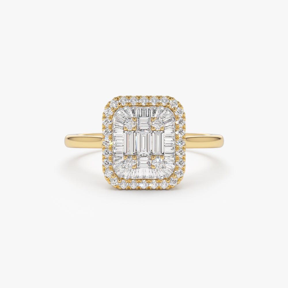 OBFJ2165 - 14k Unique Baguette Diamond Statement Ring 1