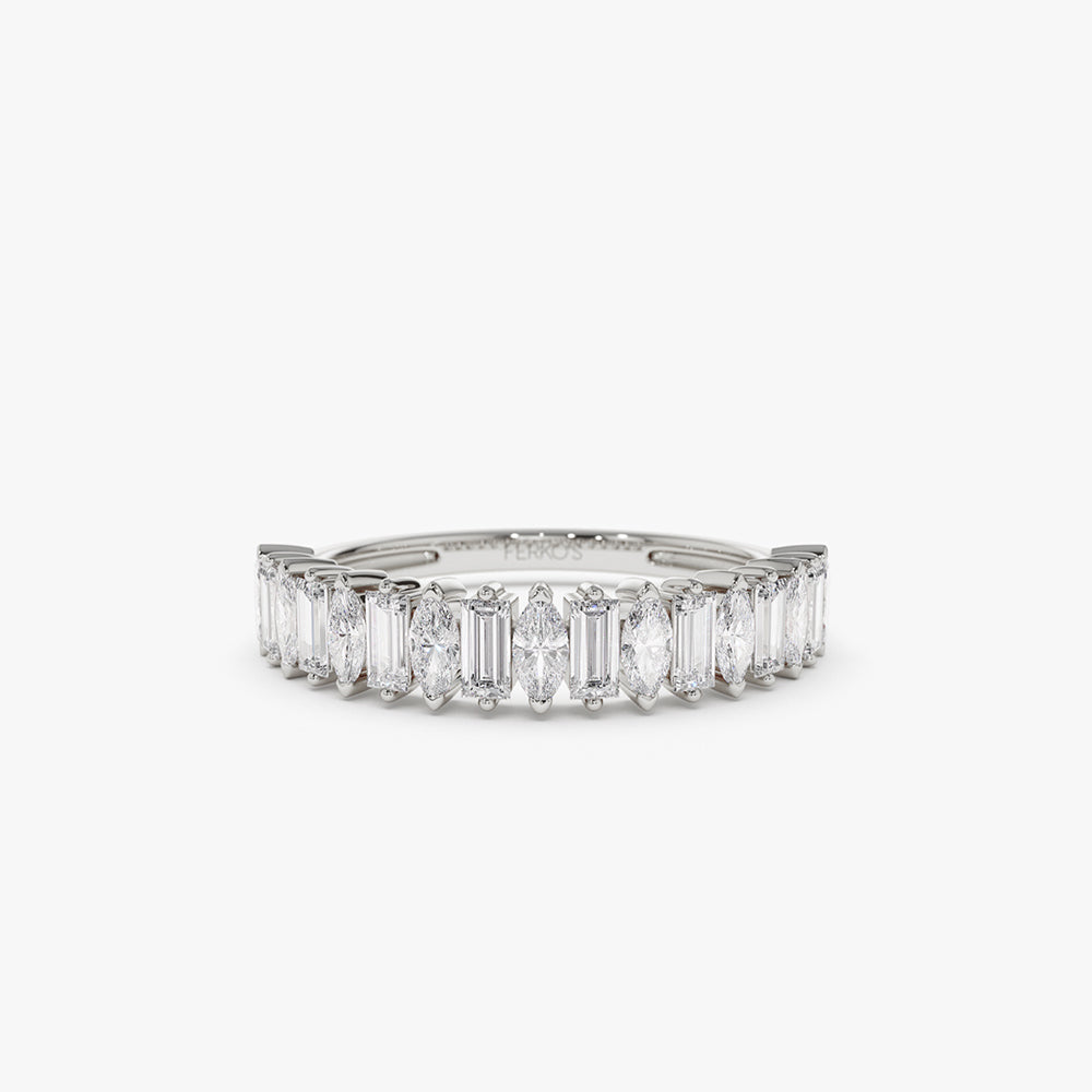 OBFJ2167 - 14k Marquise & Baguette Diamond Wedding Ring 8