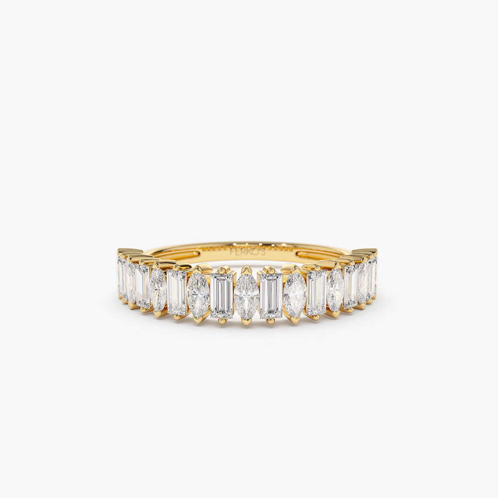 OBFJ2167 - 14k Marquise & Baguette Diamond Wedding Ring 1