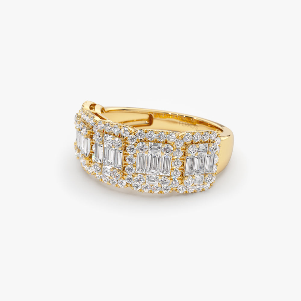 OBFJ2086 - 14k Baguette and Round Halo Diamond Ring 8