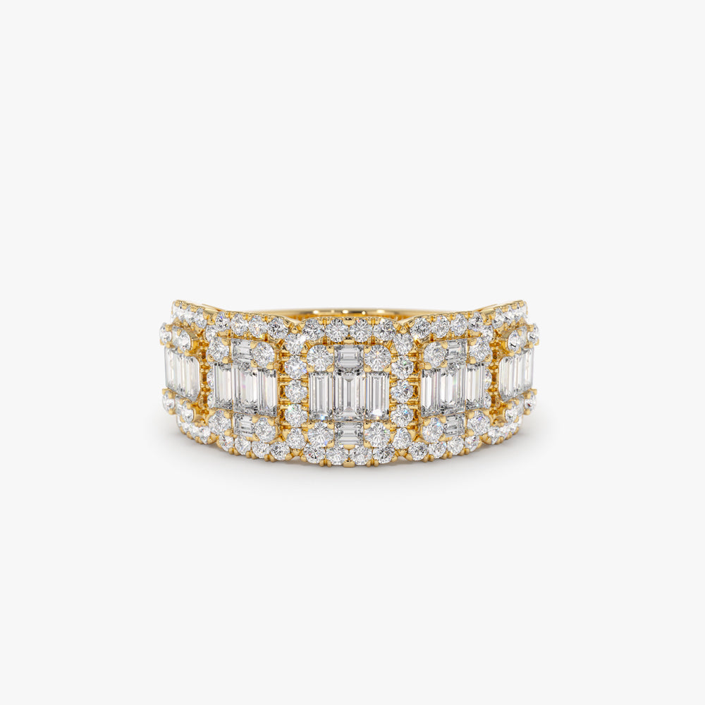 OBFJ2086 - 14k Baguette and Round Halo Diamond Ring 1