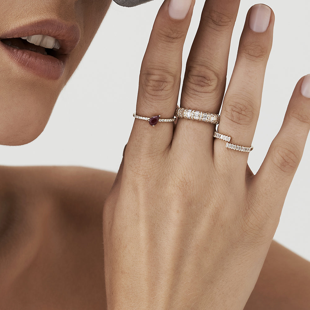 OBFJ2174 - 14k Baguette Diamond Bypass Ring 4