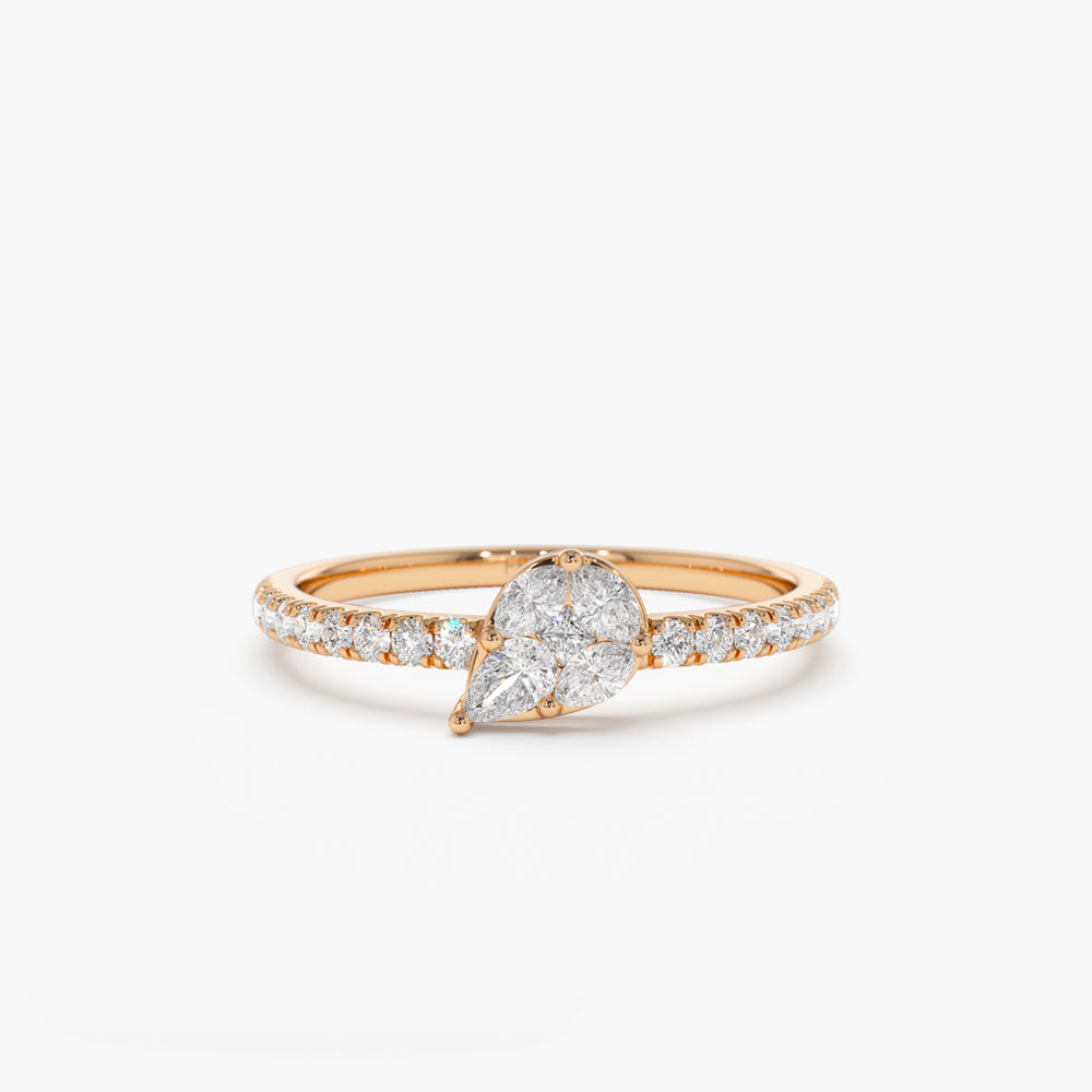 OBFJ2149 - 14k Pear Shape Illusion Setting Diamond Engagement Ring 5