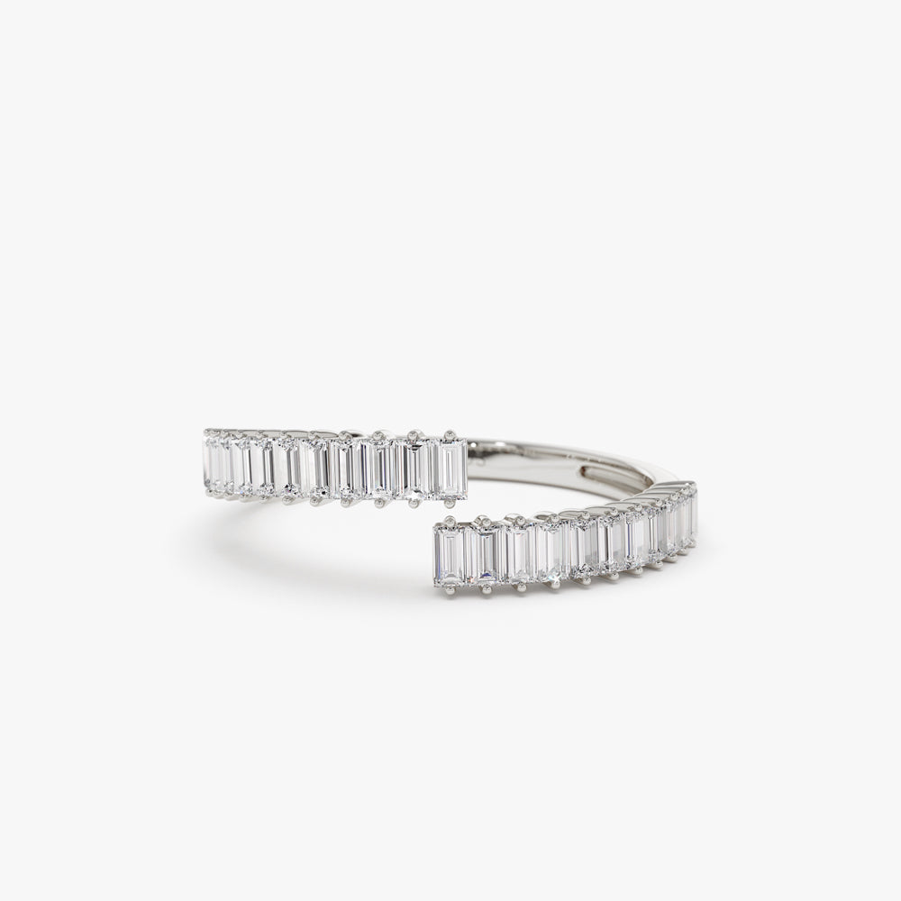 OBFJ2174 - 14k Baguette Diamond Bypass Ring 7