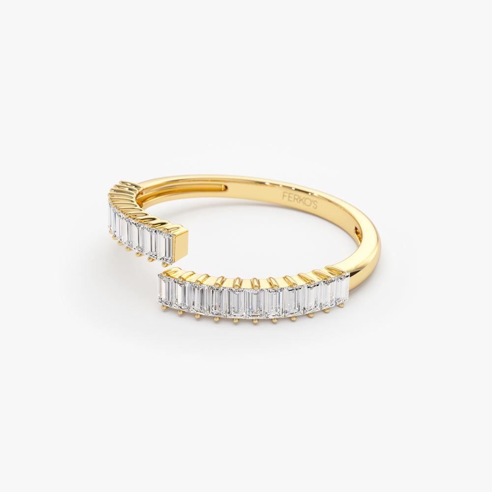 OBFJ2174 - 14k Baguette Diamond Bypass Ring 8