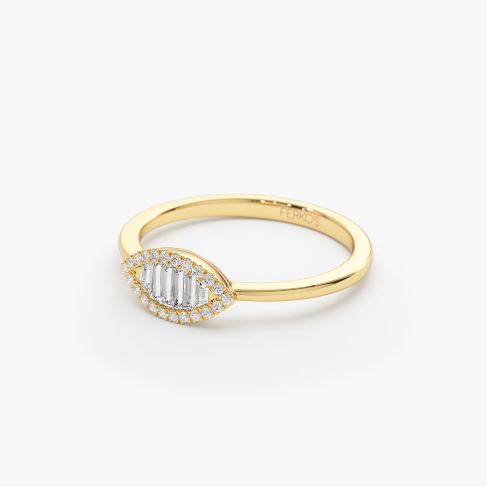 OBFJ2244 - Marquise Baguette Diamond Ring in 14K 8