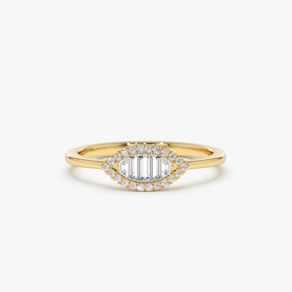 OBFJ2244 - Marquise Baguette Diamond Ring in 14K 1