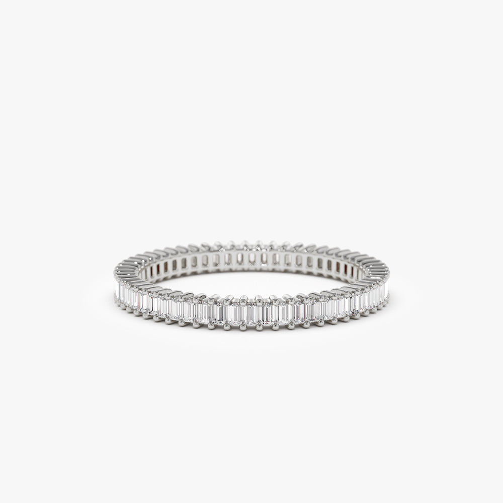 OBFJ1127 - 14k Dainty Stackable Full Eternity Baguette Diamond Ring 7