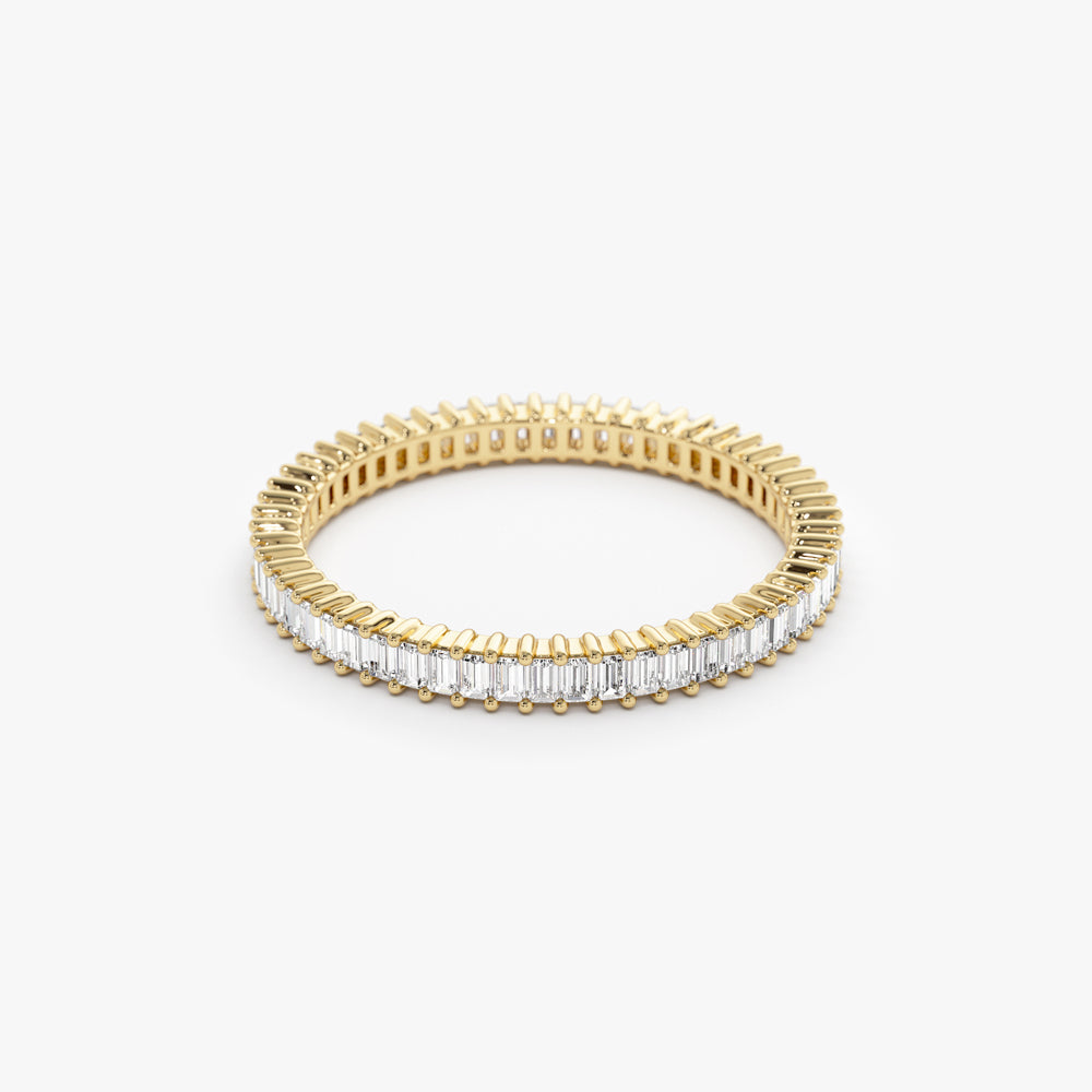 OBFJ1127 - 14k Dainty Stackable Full Eternity Baguette Diamond Ring 8