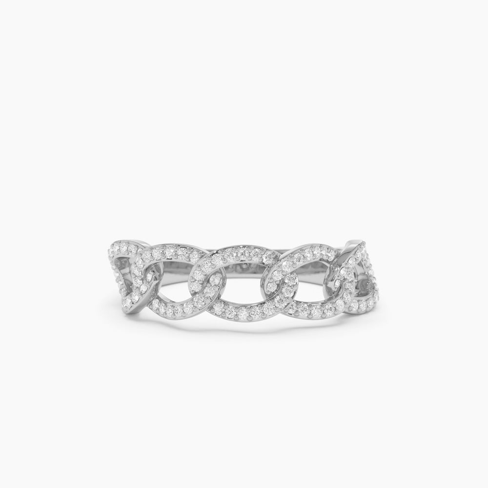 OBFJ2265 - 14k Curb Link Diamond Pave Ring 9