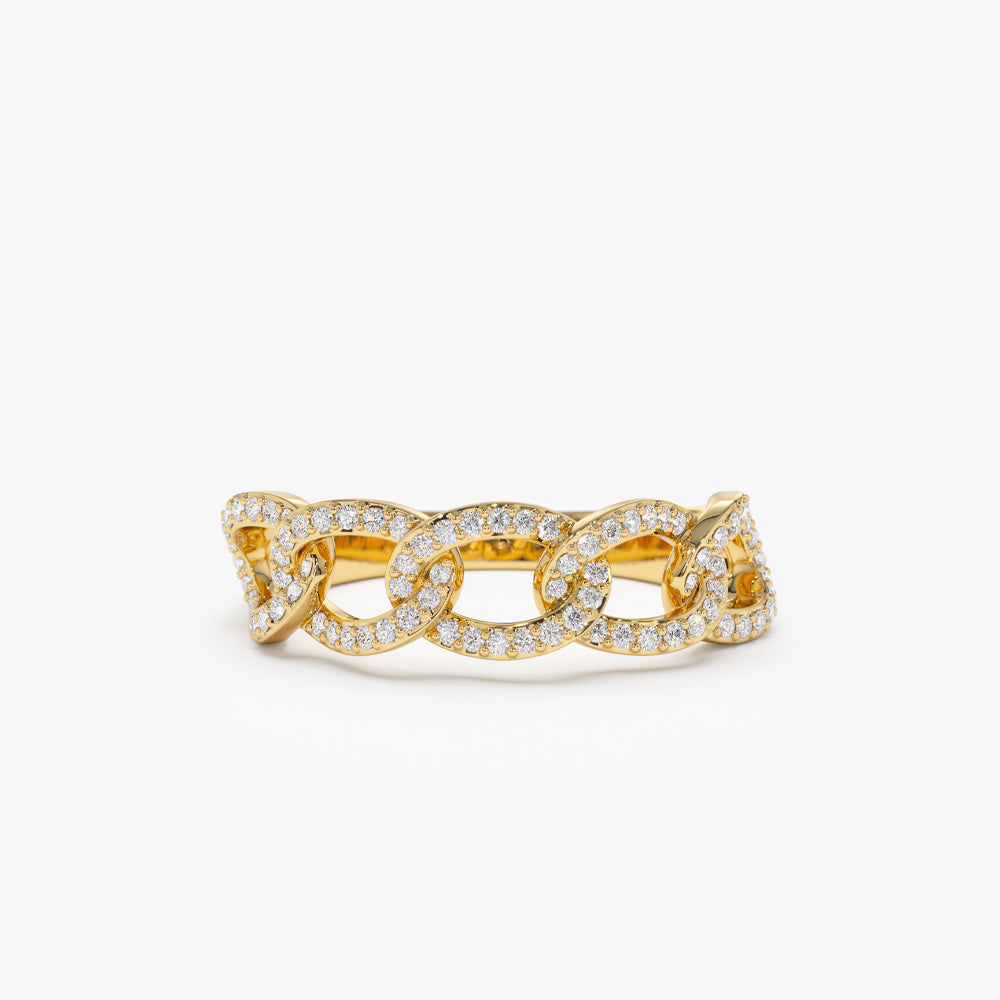 OBFJ2265 - 14k Curb Link Diamond Pave Ring 1