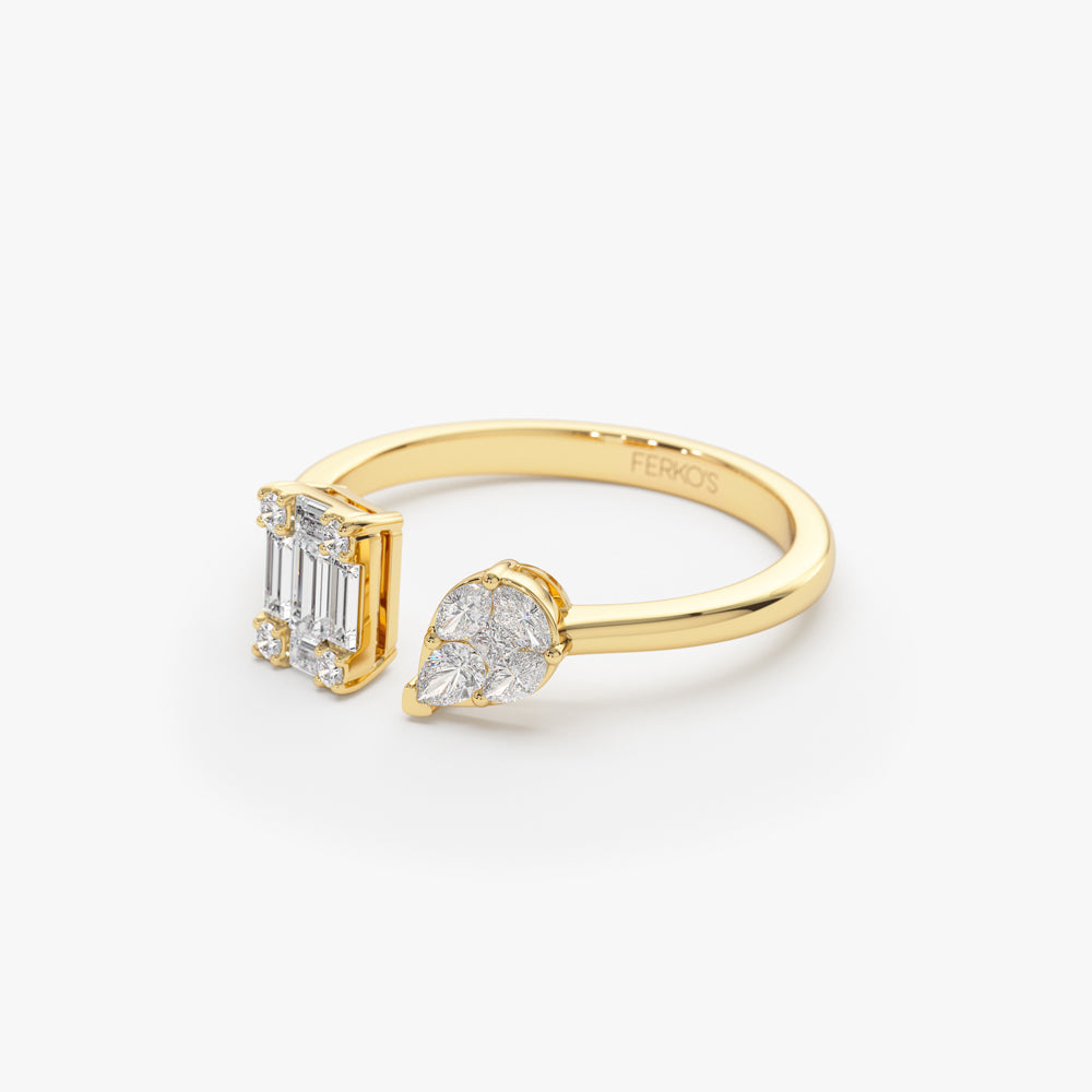 OBFJ2226 - 14k Gold Illusion Setting Diamond Toi et Moi Ring 9