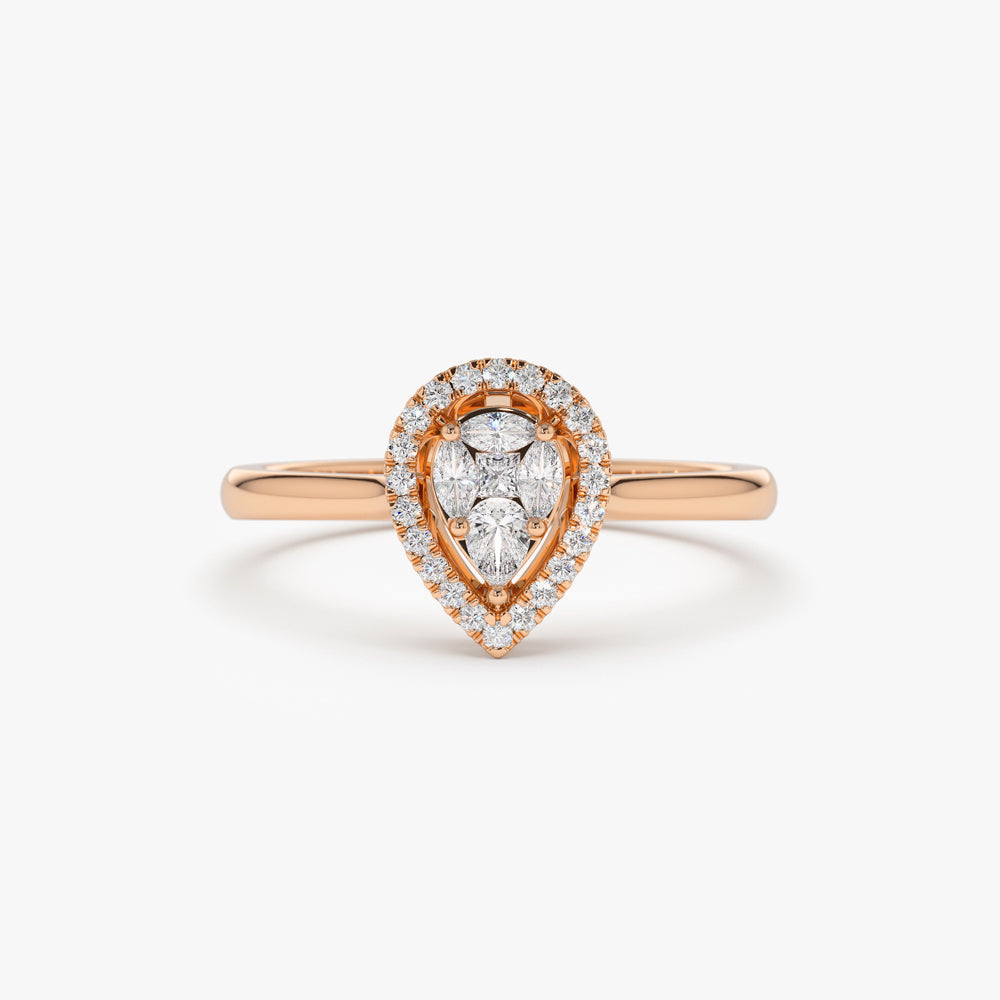 OBFJ2242 - Illusion Set Pear Shape Engagement Ring in 14k 6