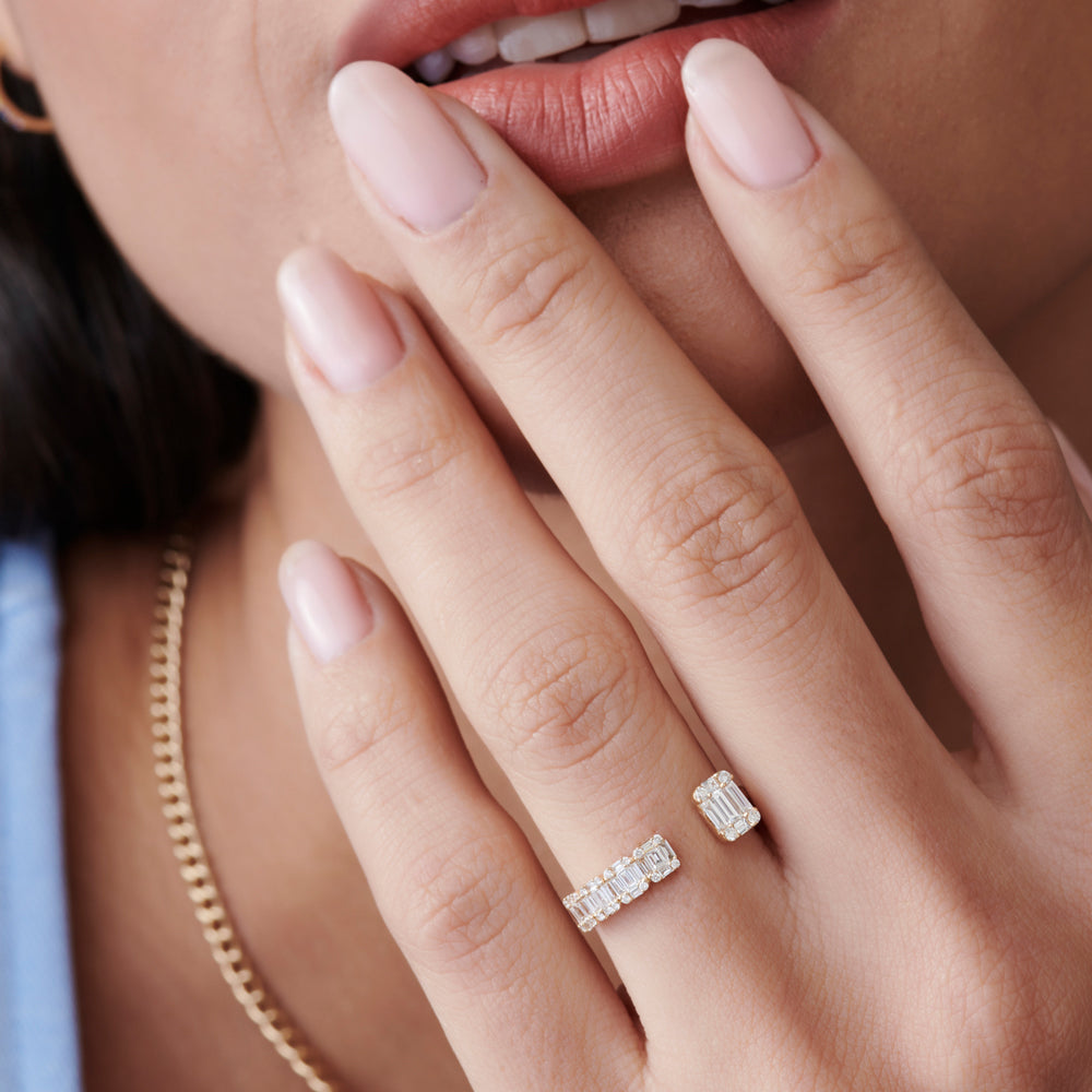OBFJ2257 - 14k Floating Diamond Baguette Cut Diamond Ring 4