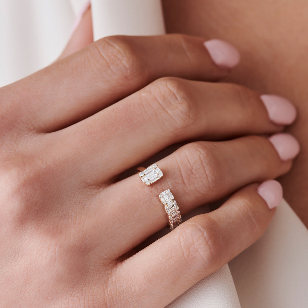 OBFJ2257 - 14k Floating Diamond Baguette Cut Diamond Ring 2