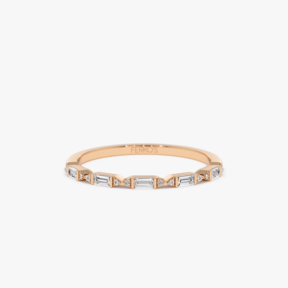 OBFJ1559 - 14k Stackable Dainty Baguette Diamond Ring 5