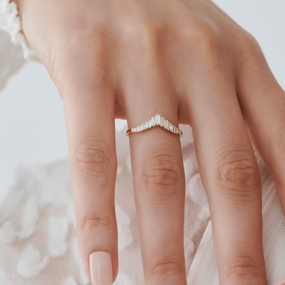 OBFJ1544 - 14K Baguette Diamond Curved Tiara Ring 3