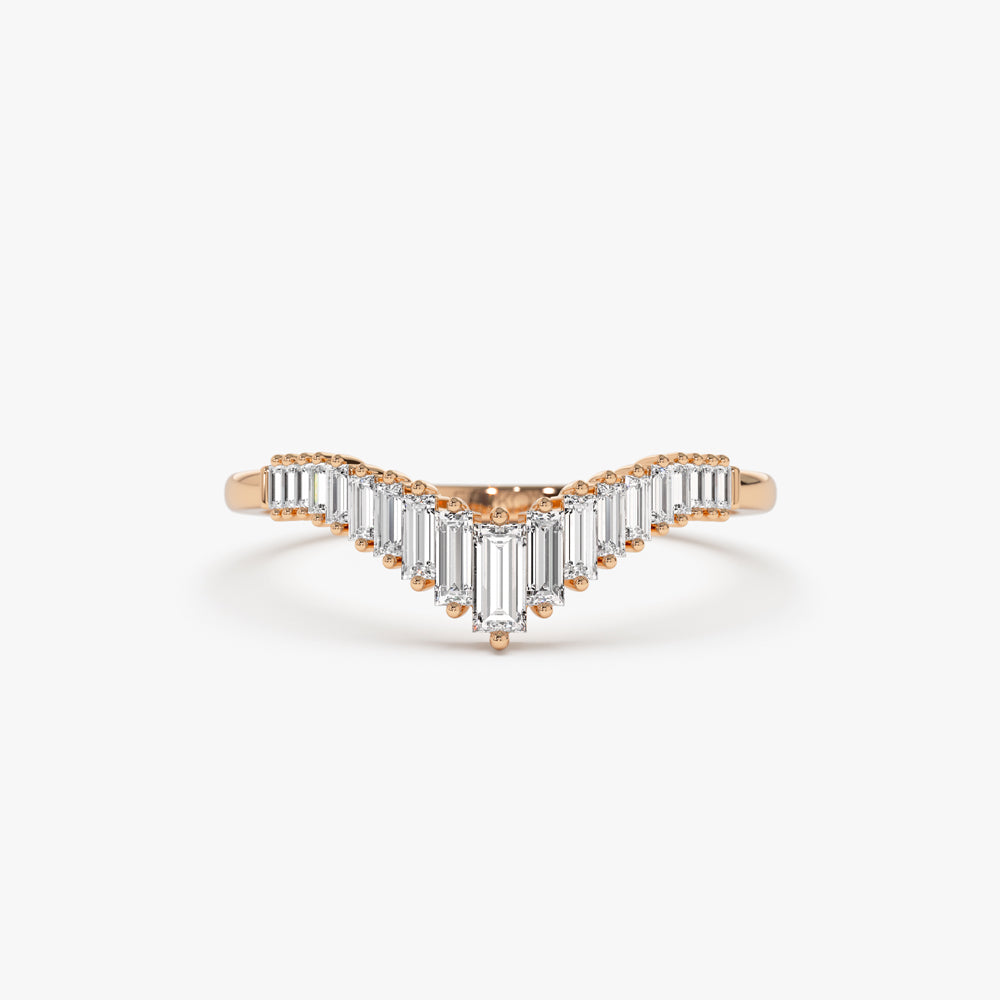 OBFJ1544 - 14K Baguette Diamond Curved Tiara Ring 6