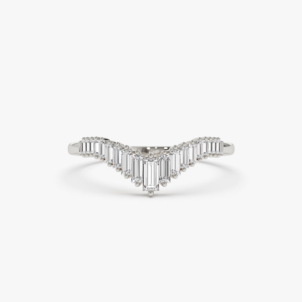 OBFJ1544 - 14K Baguette Diamond Curved Tiara Ring 7