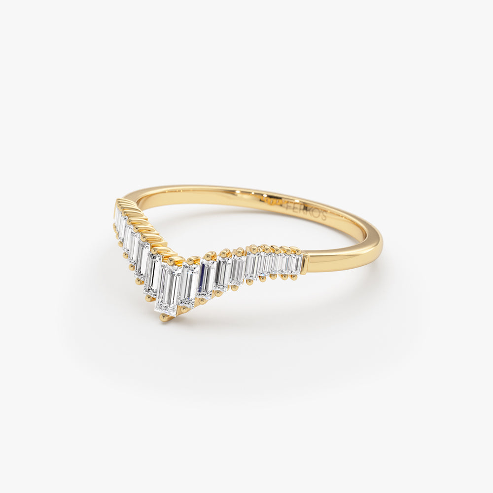 OBFJ1544 - 14K Baguette Diamond Curved Tiara Ring 8