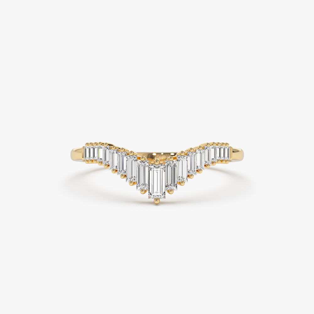 OBFJ1544 - 14K Baguette Diamond Curved Tiara Ring 1