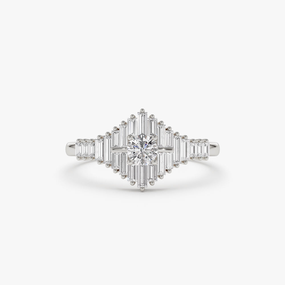 OBFJ2249 - 14k Art Deco Inspired Baguette Diamond Ring 7