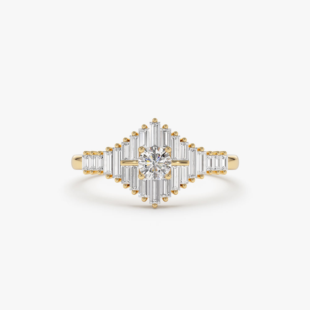 OBFJ2249 - 14k Art Deco Inspired Baguette Diamond Ring 1