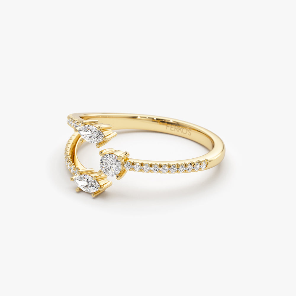 OBFJ1437 - 14k Open Design Marquise Diamond Claw Ring 8