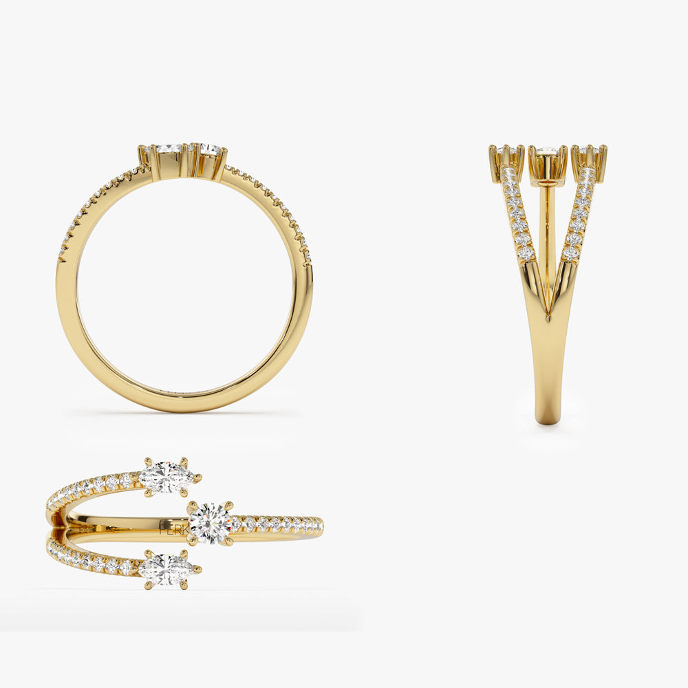 OBFJ1437 - 14k Open Design Marquise Diamond Claw Ring 9