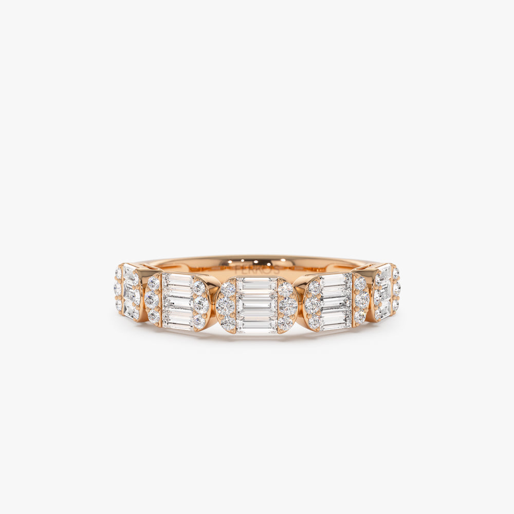 OBFJ1507 - 14k Baguette and Round Diamond Anniversary Ring 6